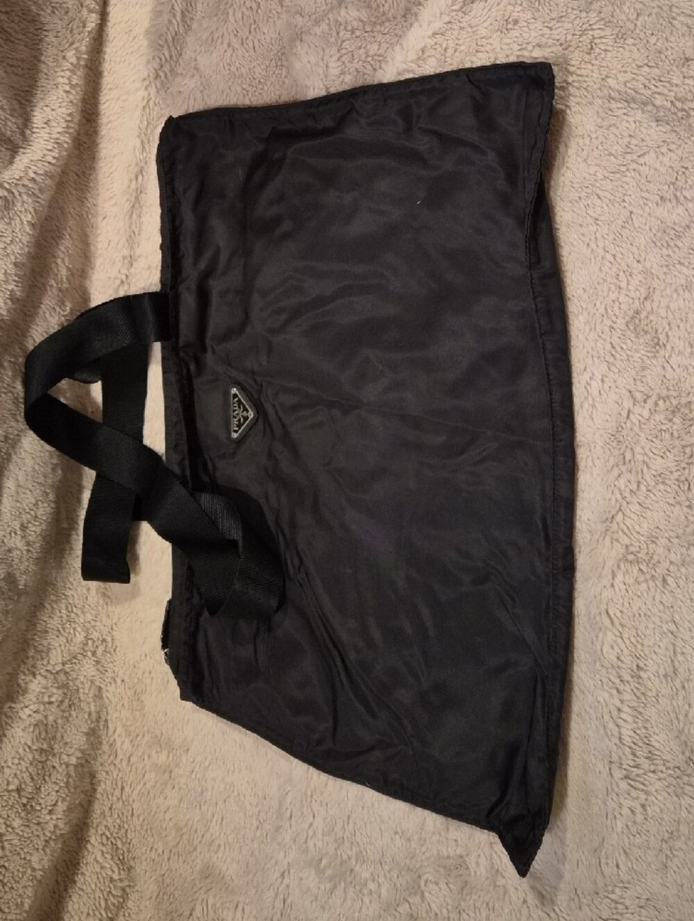 Prada Black Nylon Duffel 14x20 with Logo Plaque Like New! - Picture 4 of 5